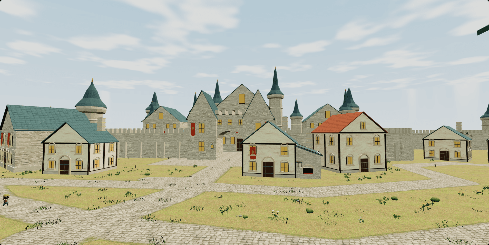 Current Embercrown gameplay: stone roads, homes and the royal keep